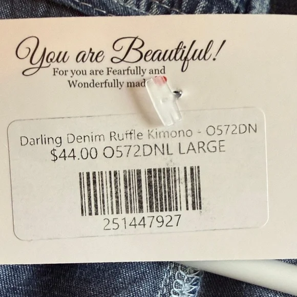 Easel Denim Blue Ruffle Jacket - Picture 7 of 9